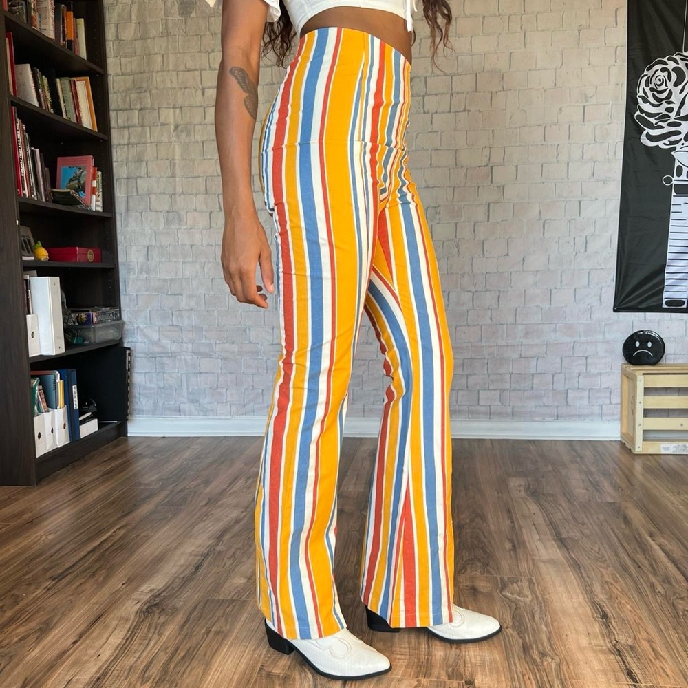 Free People Striped Split Flares - Picture 6 of 8